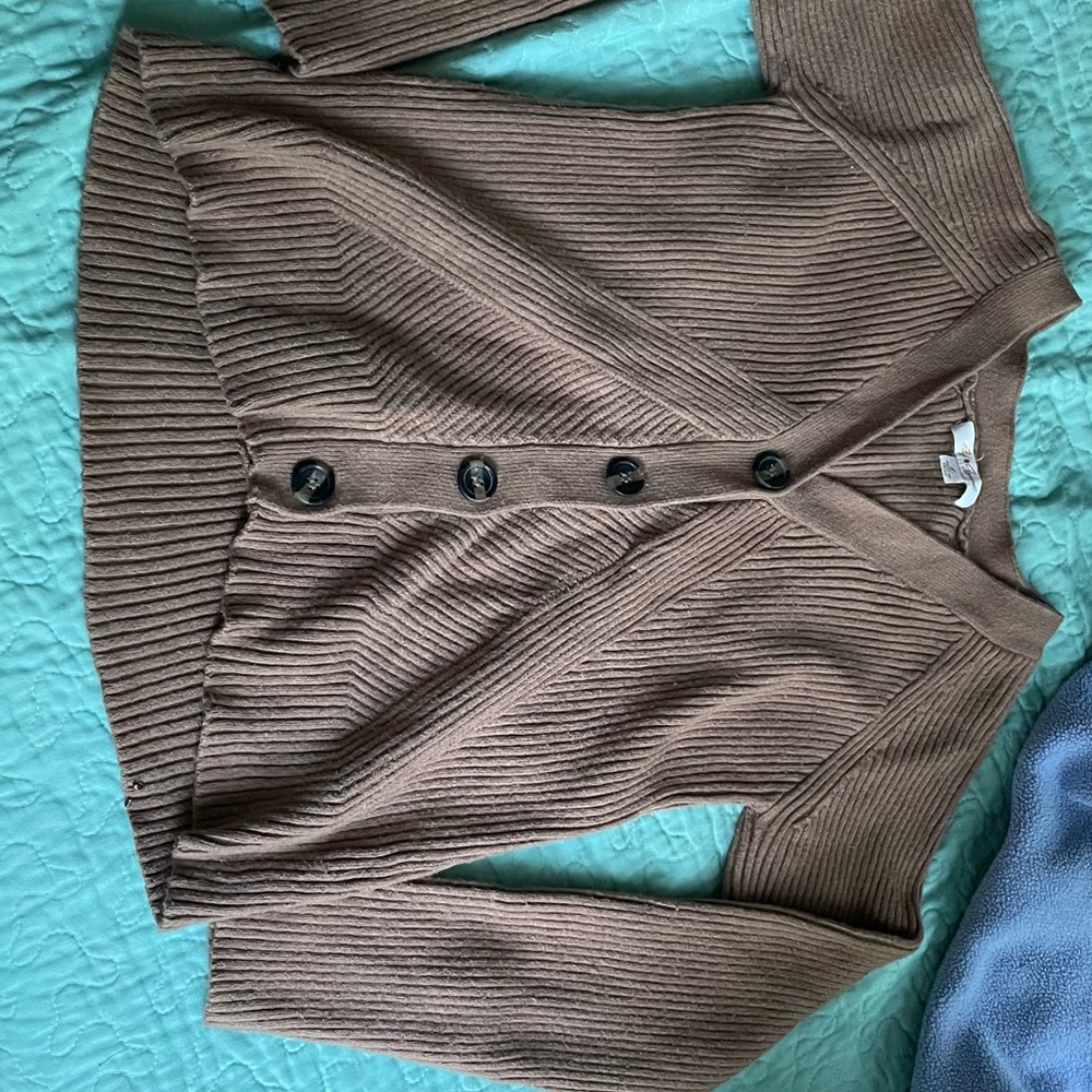 Brown Ribbed Women's Sweater